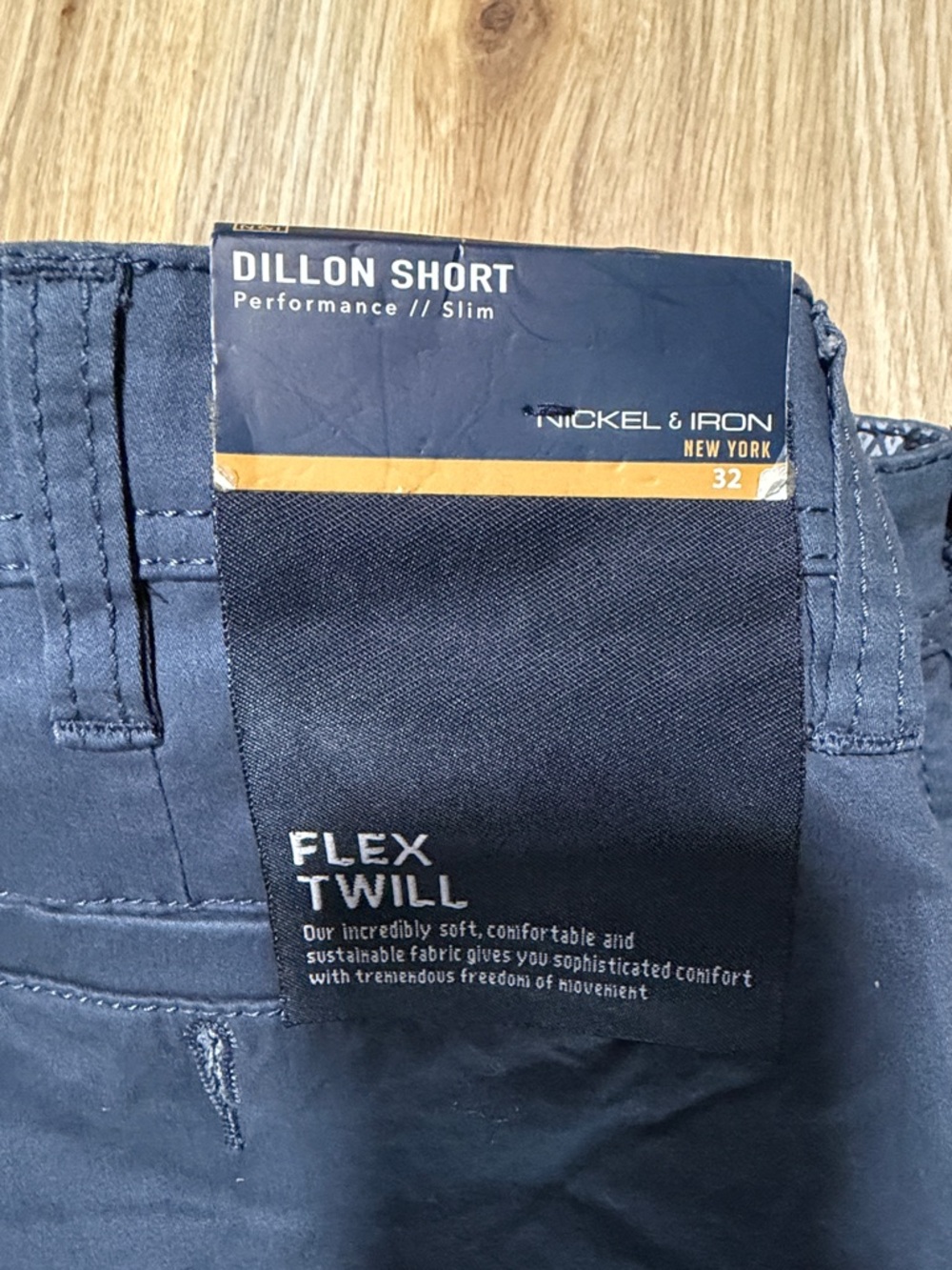Men's Navy Cotton Blend Chino Shorts - Picture 3 of 5